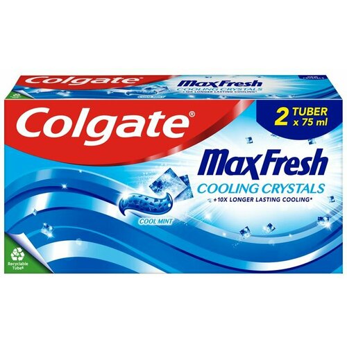 Зубная паста Colgate Max Fresh COLING CRISTALS холодная мята 2х75 мл (Из Эстонии) зубная паста для свежести дыхания unpa cha cha toothpaste 30 г