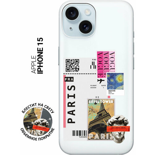 Силиконовый чехол на Apple iPhone 15 / Эпл Айфон 15 с рисунком Paris Stickers силиконовый чехол на apple iphone 15 эпл айфон 15 с рисунком paris stickers soft touch черный