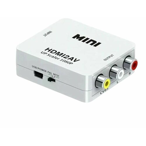 конвертер av2 на hdmi mini 1080p чёрный Переходник MINI, HDMI на 2AV, универсальный адаптер конвертер 1080p, белый