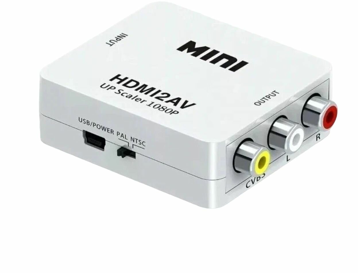 Адаптер MINI, HDMI на 2AV, универсальный адаптер конвертер 1080p, белый