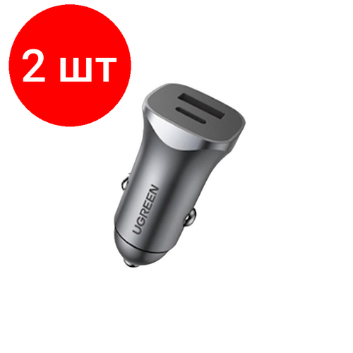 Комплект 2 штук, Зарядное устройство Ugreen USB-A + USB-C 30Вт (40858) беспроводное автомобильное зарядное устройство ugreen 15 вт 1 шт