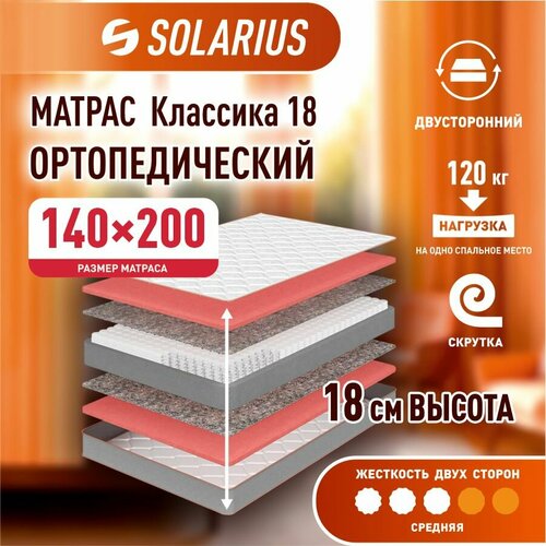 Матрас ортопедический Solarius Классика 18 140х200 см 14855₽