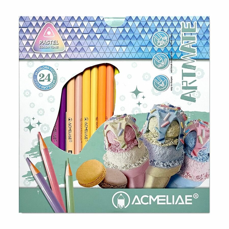 Набор пастельных карандашей Acmeliae "Pastel Artmate" 24 цв, в картонном футляре - фото №5