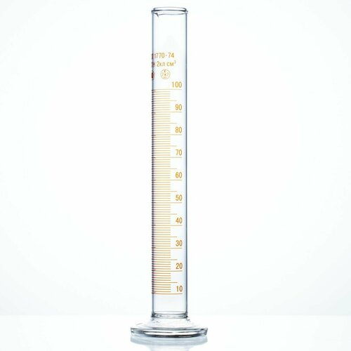 Цилиндр мерный 100 мл с носиком (лабораторный: исполнение 1 - на стеклянном основании) 1-100-2