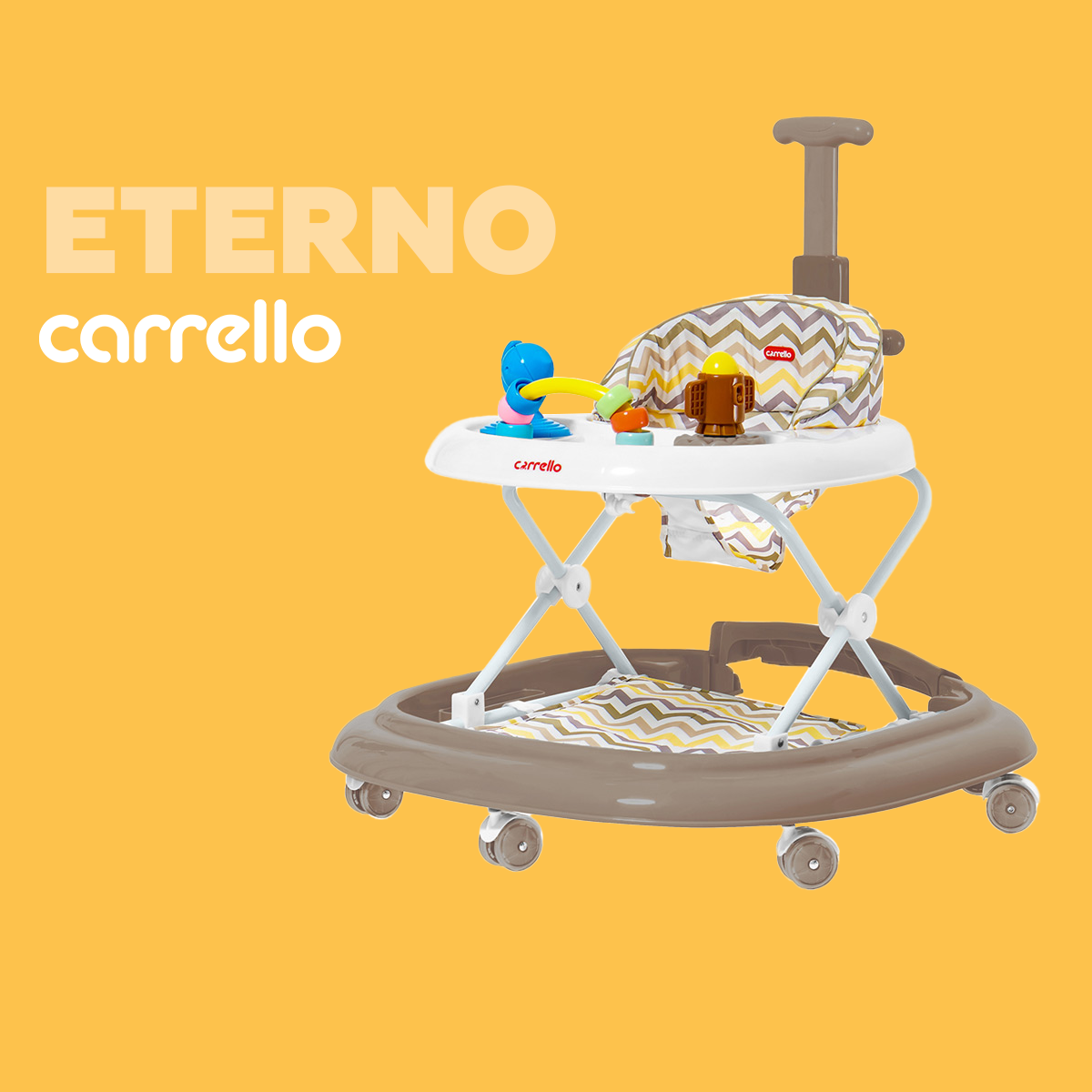Ходунки детские CARRELLO Eterno, ходунки каталка для детей с игровой панелью, регулировка сиденья на 3 положения, кофе