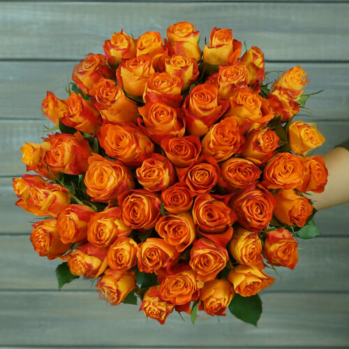 Изображение товара Букет Букет Маркет "Оранжевая роза", 51 цветок, высота 40 см