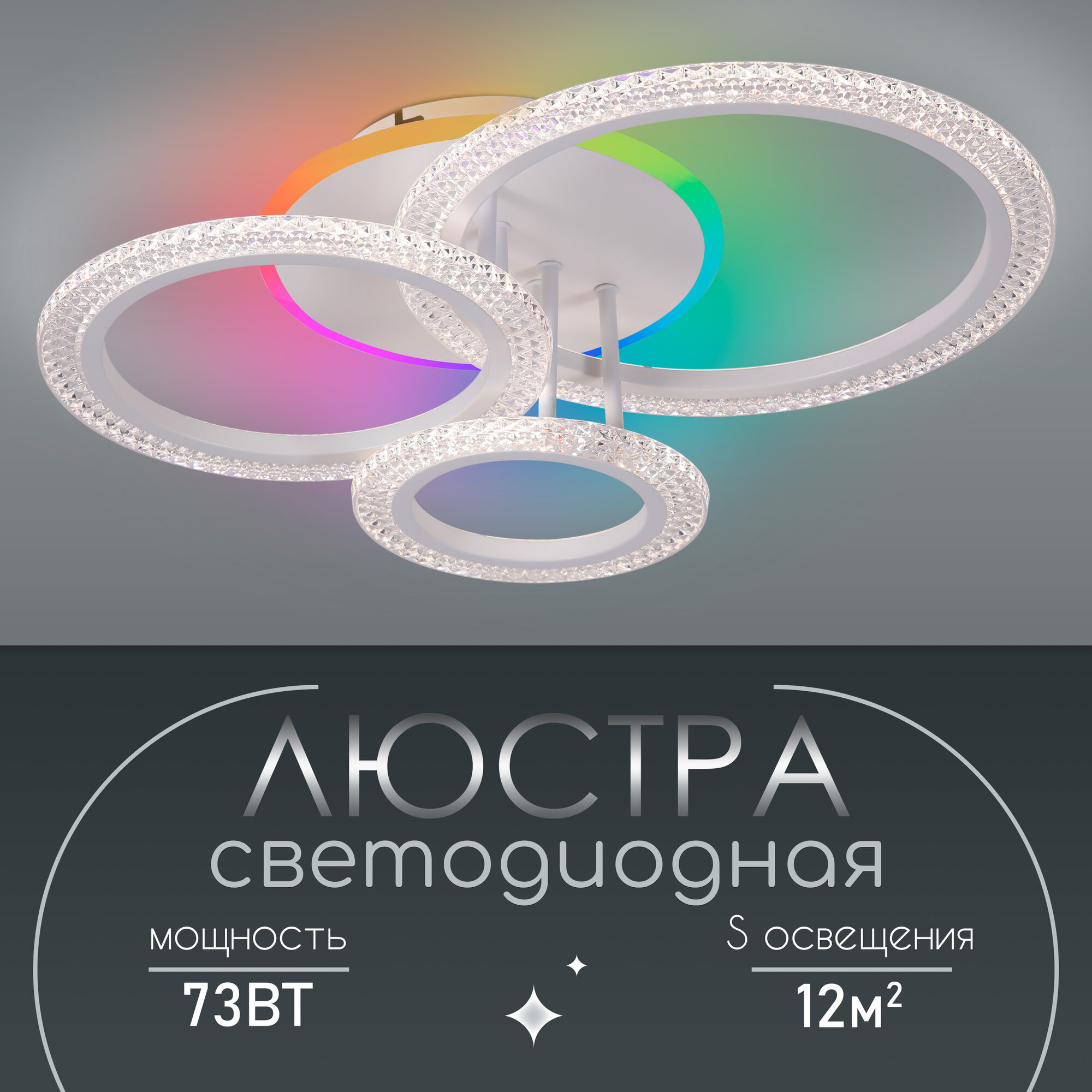 Люстра потолочная светодиодная для кухни в спальню с пультом с подсветкой RGB WEDO LIGHT