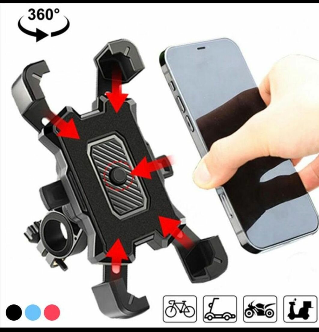 Кронштейн для телефона черно-синий, держатель смартфона для велосипеда, самоката, мотоцикла универсальный на подарок