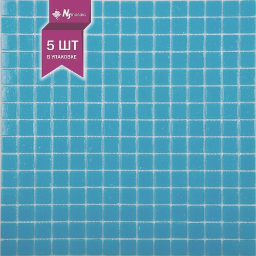 Изображение товара Мозаика стеклянная NSmosaic AB03, глянцевая голубая, 327х327мм, чип 20х20 мм, упаковка 5шт