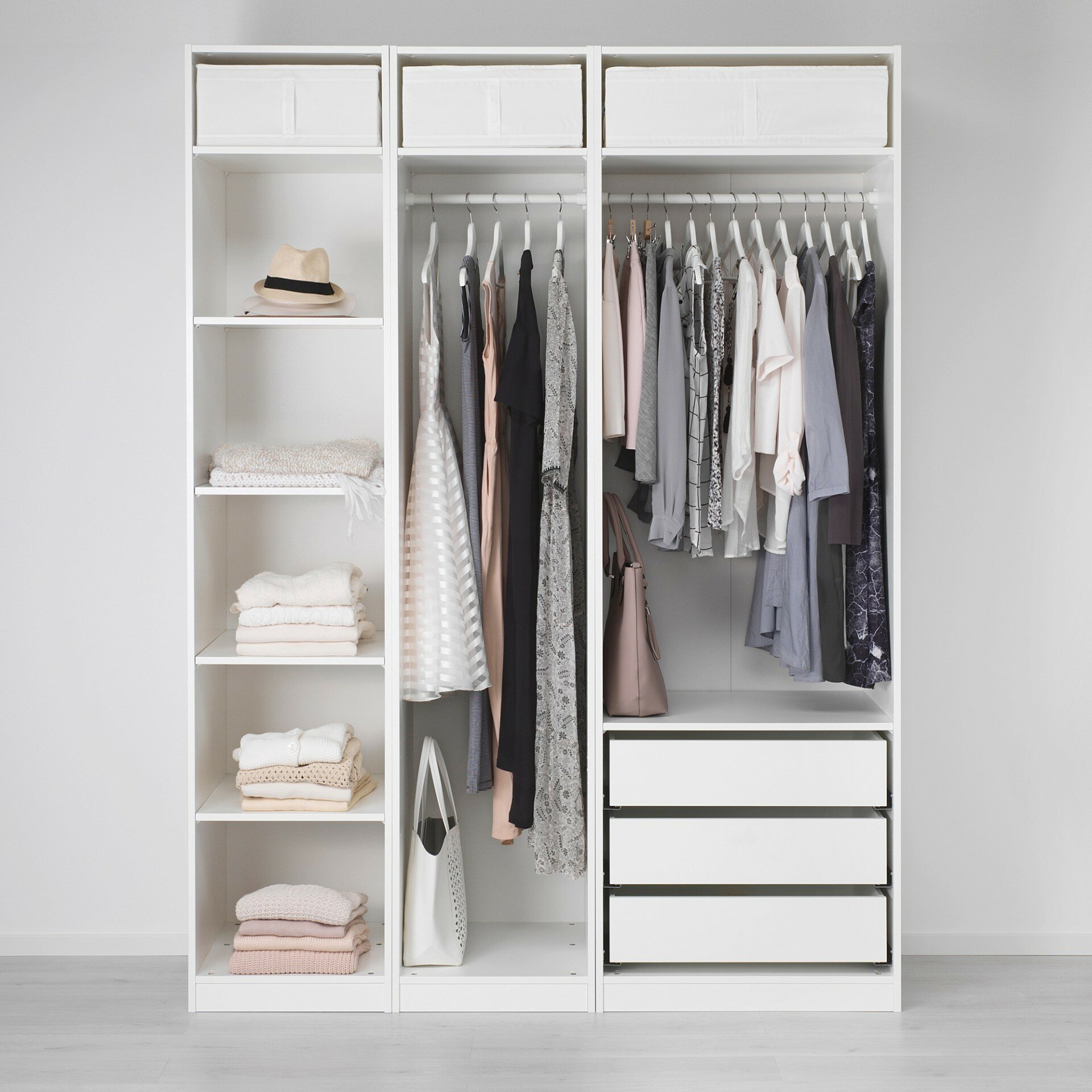 Гардероб PAX IKEA с 3 ящиками 175x58x236 см (белый) ЛДСП Белый 175x58x236 ФМ мебель