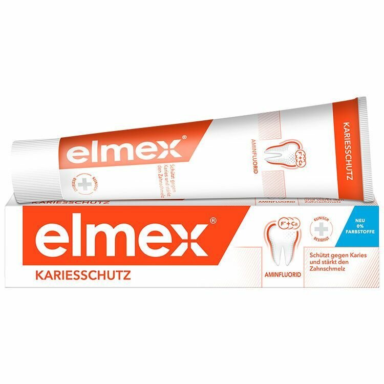 Зубная паста для чистки зубов Elmex защита от кариеса для ежедневного применения для всей семьи, для брекитов, для укрепления эмали, финские товары (1 шт х 75 мл)