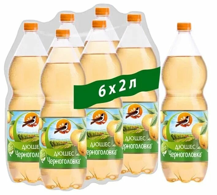 Лимонад Черноголовка Дюшес, газированный, 6 шт по 2 л