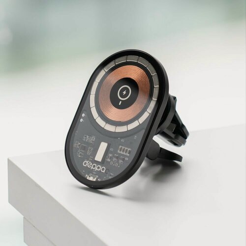 Изображение товара Универсальный магнитный держатель для телефона автомобильный, крепление в вентиляционную решетку (прищепка)