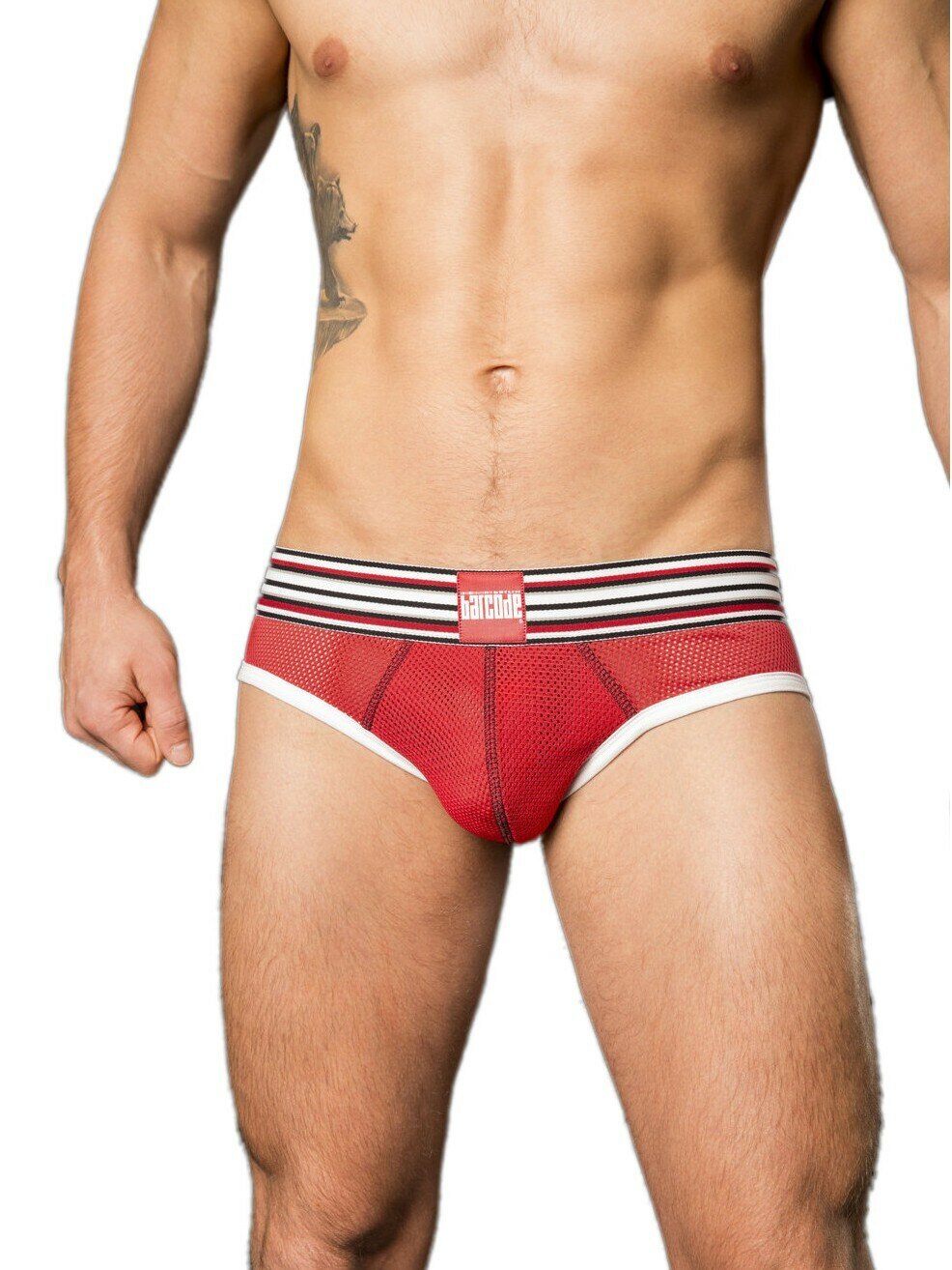 Трусы-джоки "Backless Briefs Bond Street - Red/White/Black" / Barcode Berlin / Красный / Размер XL