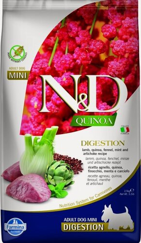 Изображение товара N&D Dog Quinoa с ягненком и киноа для поддержки пищеварения беззерновой сухой корм для собак мелких пород 800г