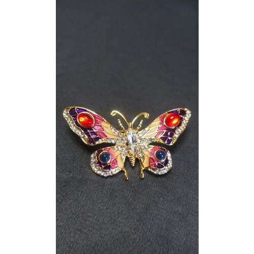 Брошь, стразы, эмаль, 1 шт., золотистый