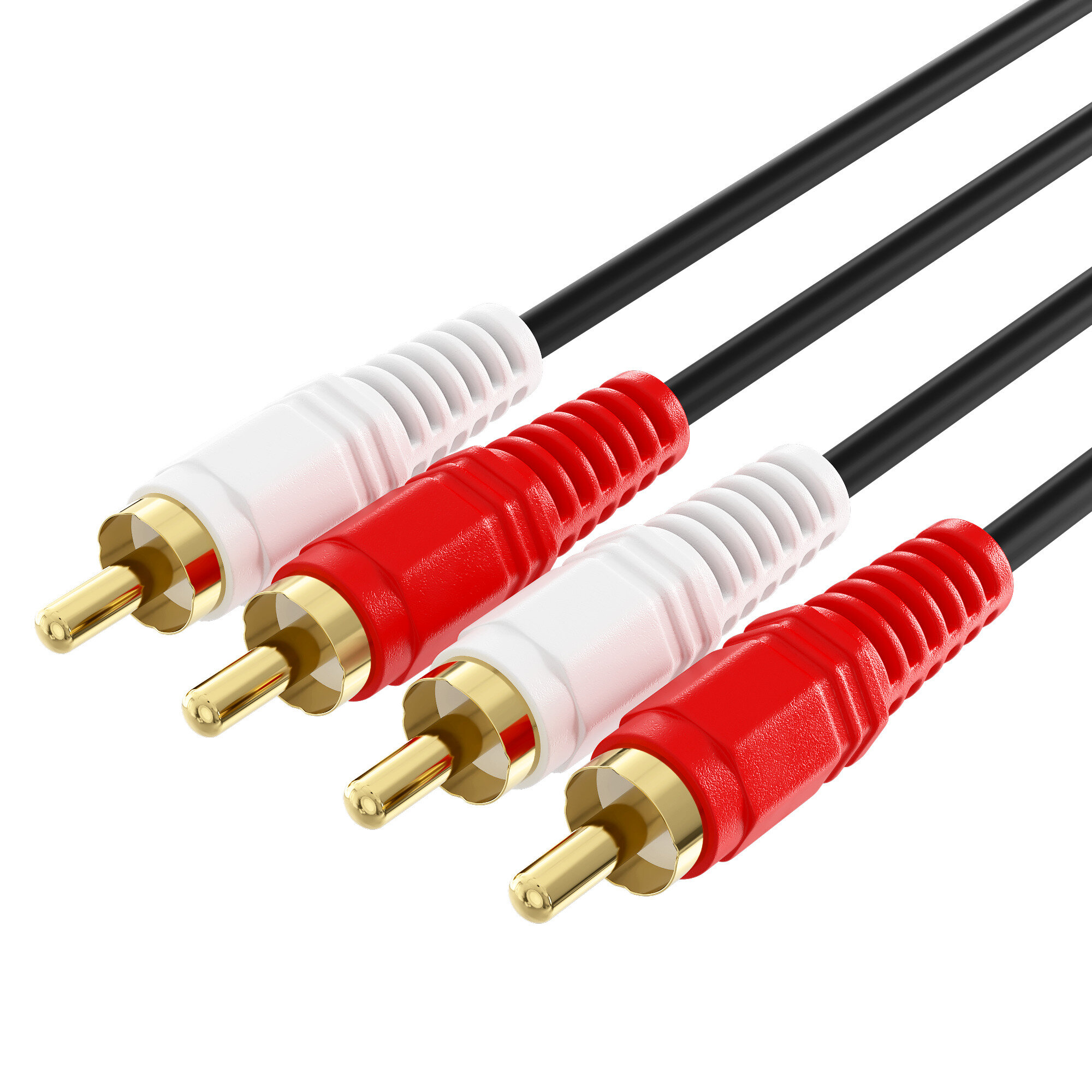 Аудио-видеокабель кабель переходник GSMIN A103 2x RCA (M) — 2x RCA (M) тюльпан (1.5 м) (Черный)