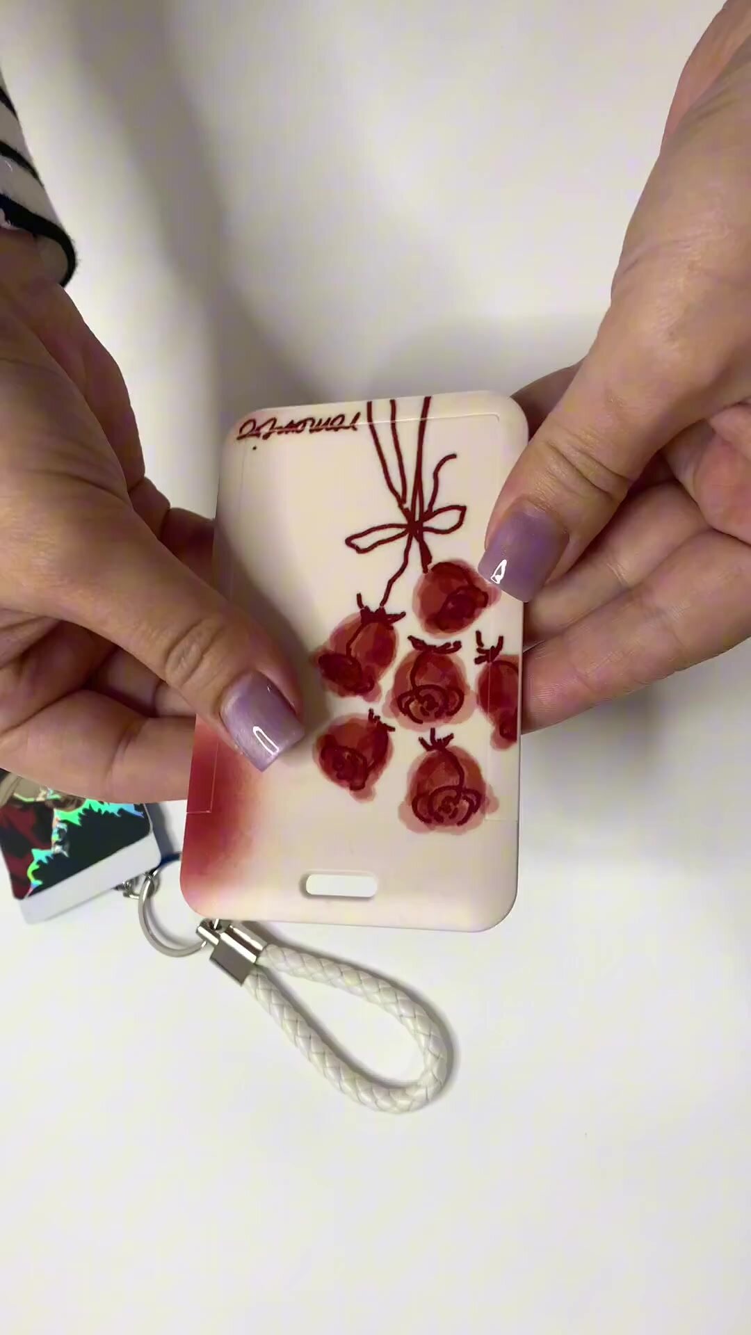 Картхолдер , фактура глянцевая, белый, бордовый — фото 1