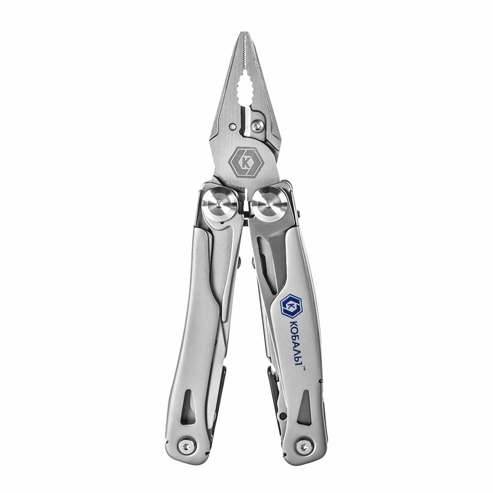 Мультитул кобальт 14 в 1 корпус из нерж. стали 2-х комп. рукоятки из алюминия и ABS пластика чехол для хранения блистер (918-282)