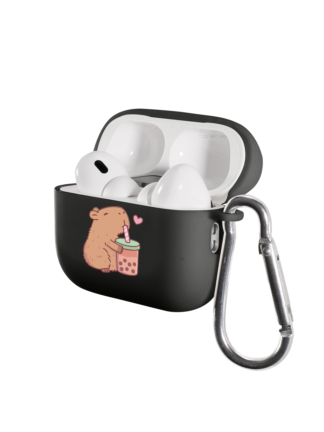 Силиконовый чехол Mcover для беспроводных наушников AirPods Pro 2, с карабином, матовый, Капибара