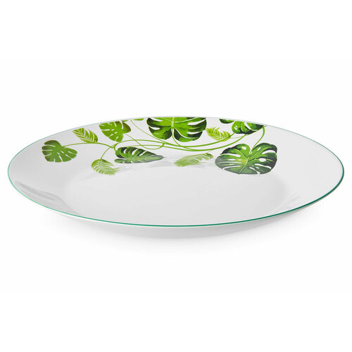 Тарелка обеденная EVIO Teona 265х26х265 см стекло цвет белый листья 229₽