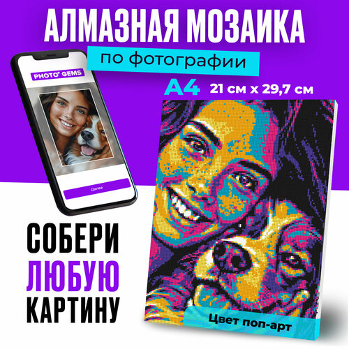 Алмазная мозаика по фотографии или картинке на подрамнике А4 Поп-арт 985₽