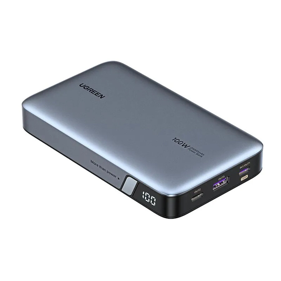 Внешний аккумулятор UGREEN PB720 (25188) PD 100W Power Bank 20000mAh. Цвет: серый серый — фото 1