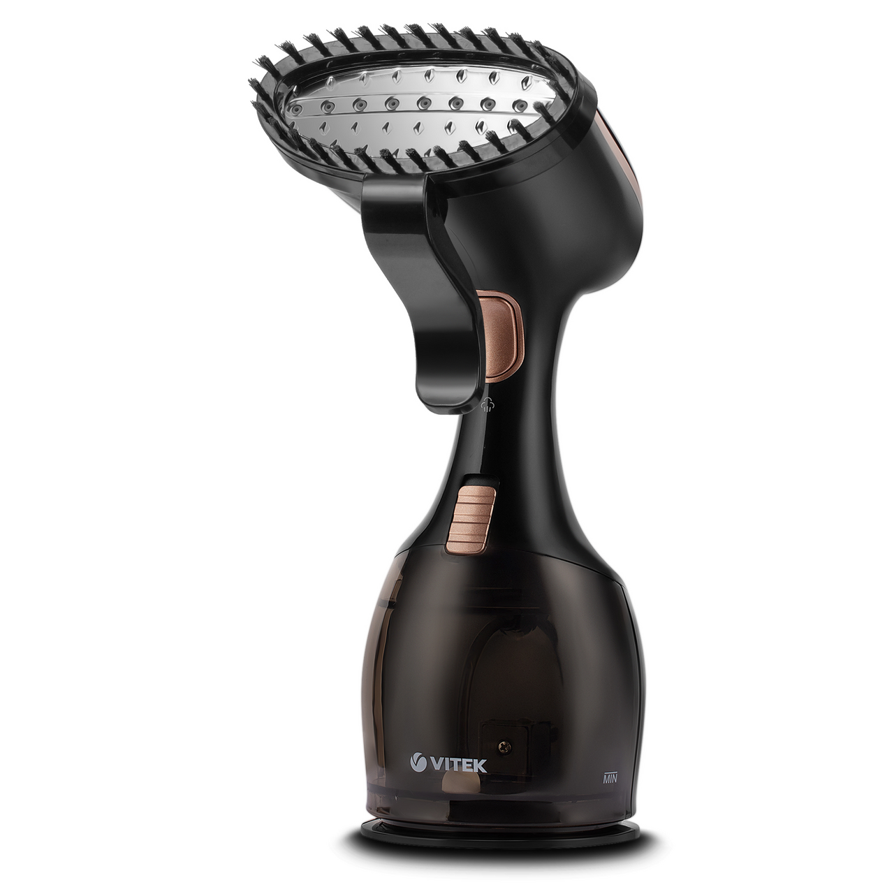 Ручной отпаривательVitek VT-2440, черный/золотистый, 1500 Вт, 2 режима подачи пара, система защиты от накипи