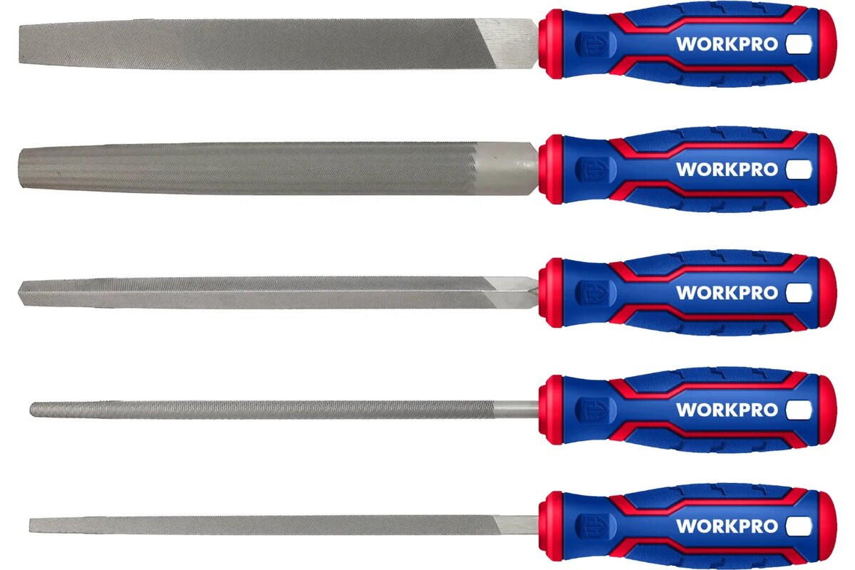 Набор напильников Workpro WP201701 T12, сталь, 20 см, 5 штук