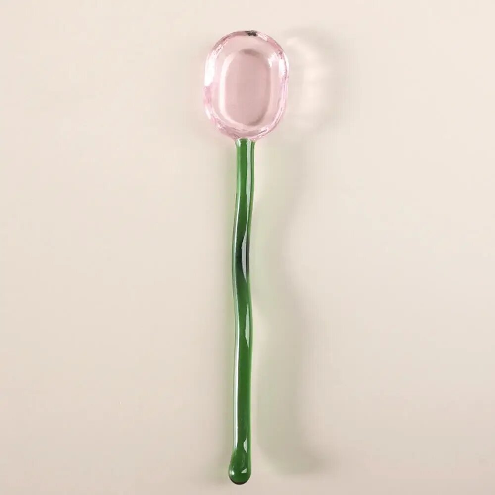 MOONBIFFY Креативная стеклянная ложка для десерта Розовый, Green