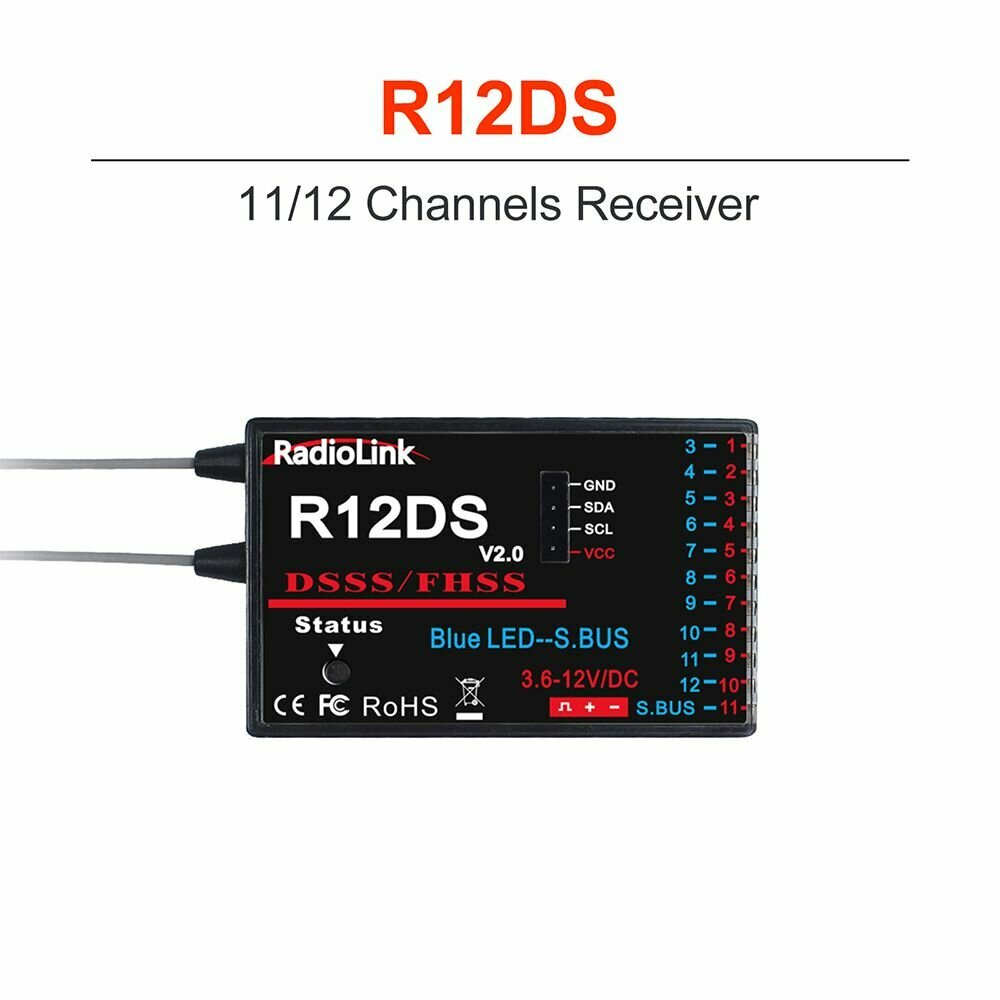 Радиоуправляемый приемник RadioLink R12DS R12DSM R9DS R6DS R6DSM 2,4G 6 9 10 11 12-канальный приемник для AT10 AT9S AT9