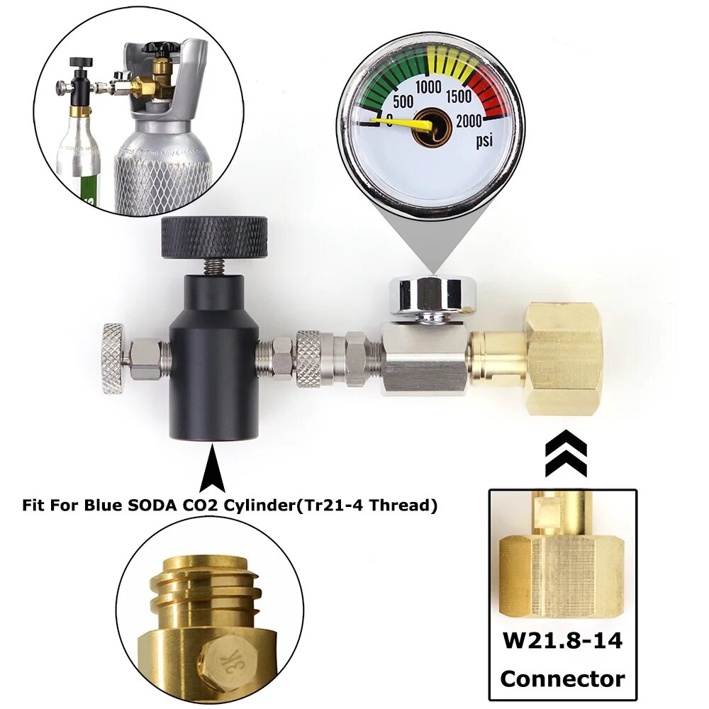 NEW BAIGO Адаптер для заправки CO2 баллонов, W21.8-14 (2000PSI)