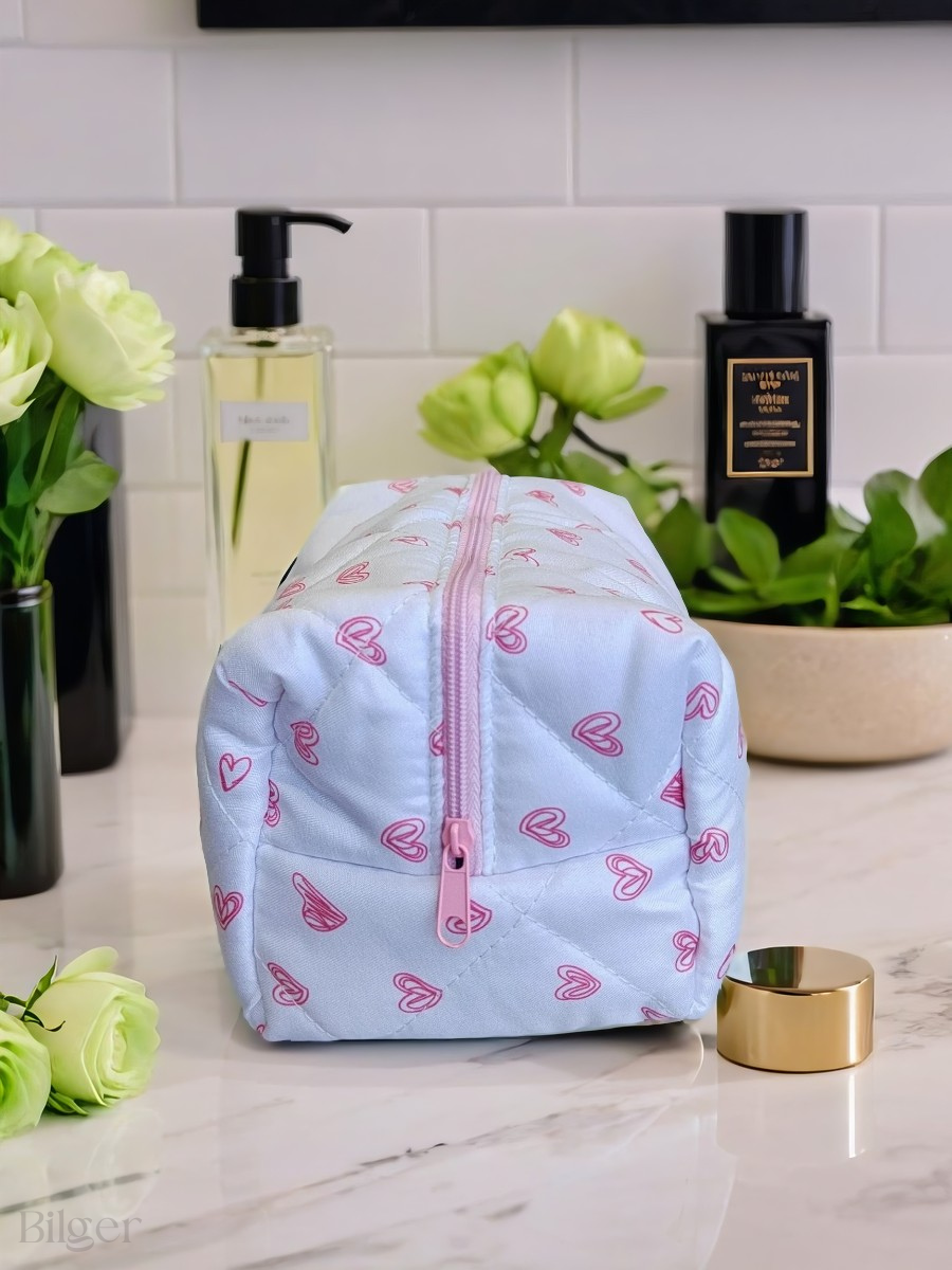 Косметичка Bilger, ширина: 12 см., высота: 10 см., длина: 17 см., , белый, розовый — фото 1