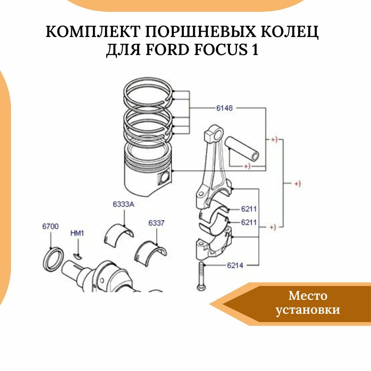 Комплект поршневых колец для Ford Focus 1 с двигателем 1,8 115лс 1053834 — фото 1