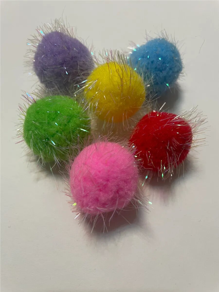 Помпоны декоративные, с люрексом, полиэстер, диаметр 3 см, 50 штук — фото 1