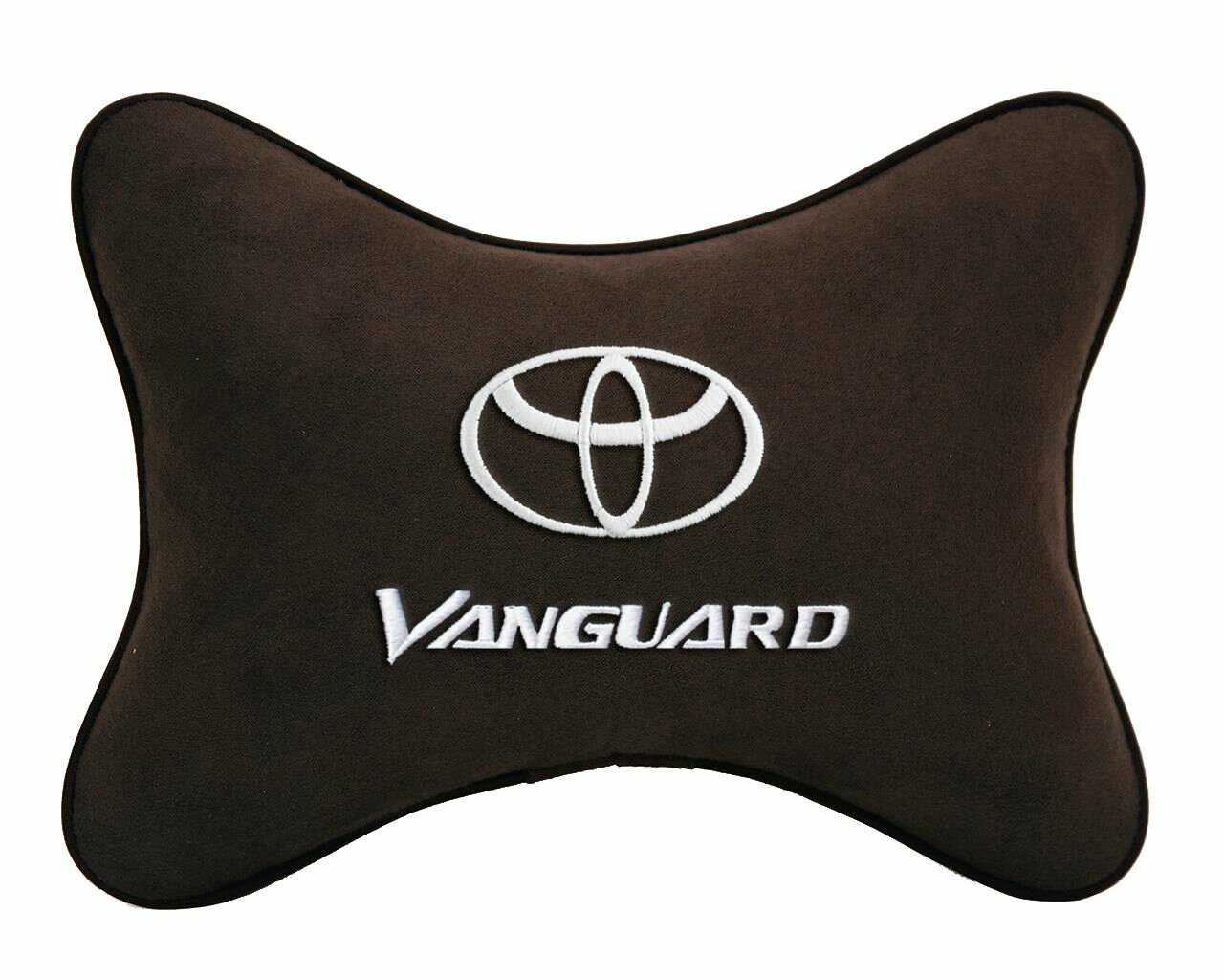 Подушка на подголовник автомобильная коричневая алькантара TOYOTA Vanguard