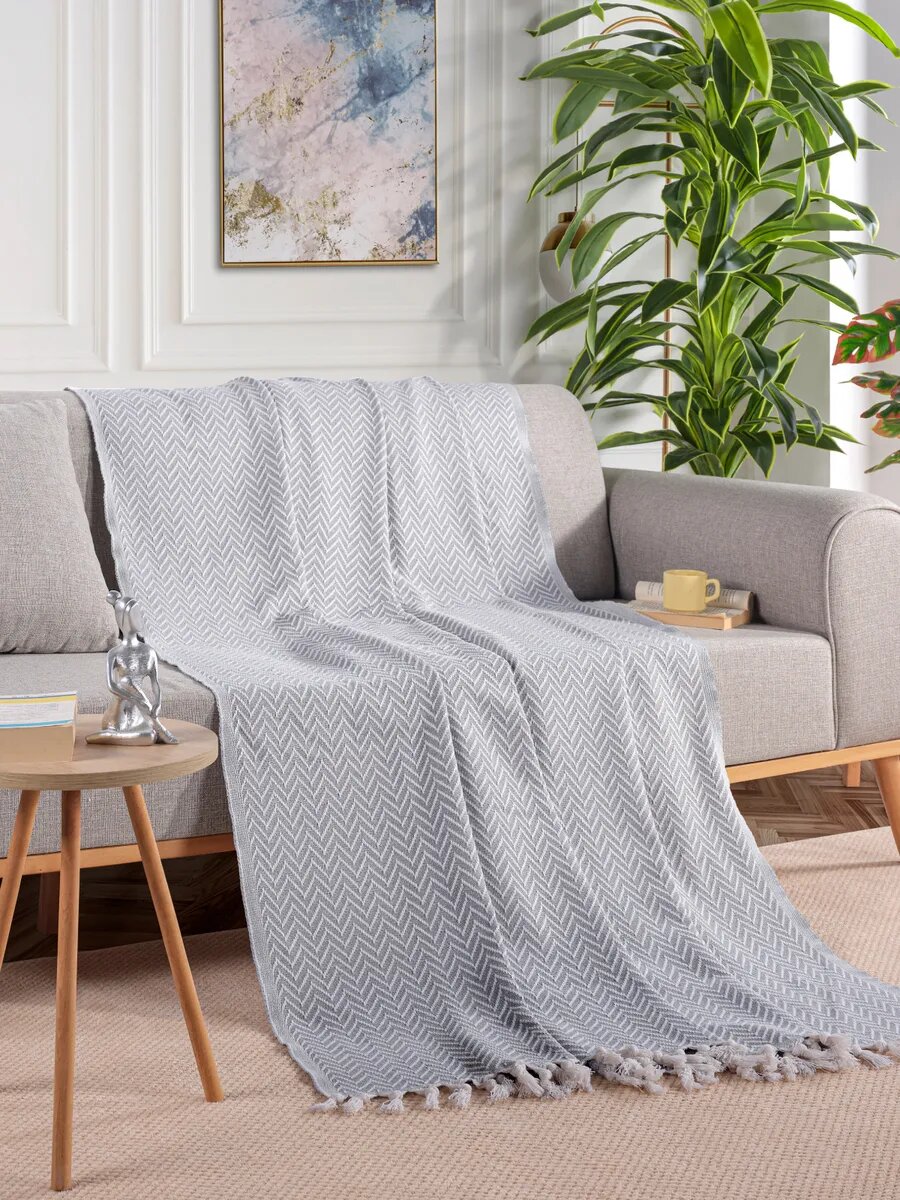 Турецкий плед хлопковый на диван 200х230см — фото 1