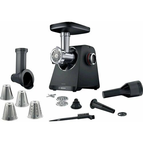 Мясорубка Bosch MFWS440B 1900Вт черный, Отсек для хранения насадок, Насадка-терка, Толкатель