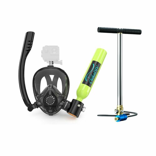 CHIKADIV 0.5L маска для дайвинга с баллоном, До 10 минут работы под водой,180 панорамный обзор и меньше тумана и анти-течь