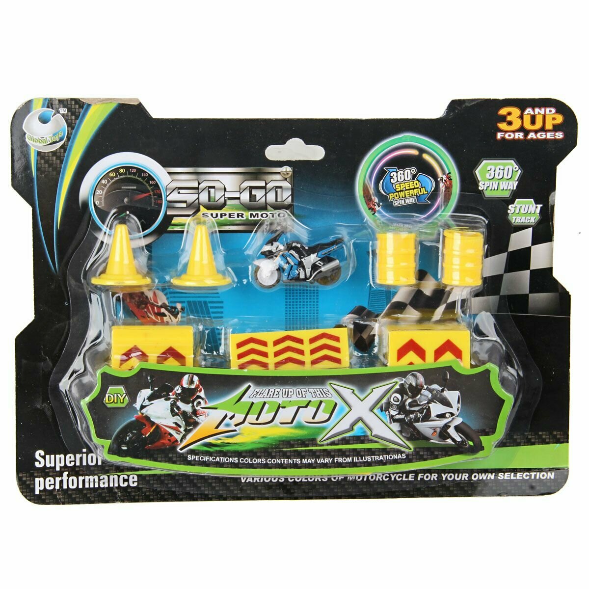 Мотоцикл инерционный КНР с аксессуарами, в блистере