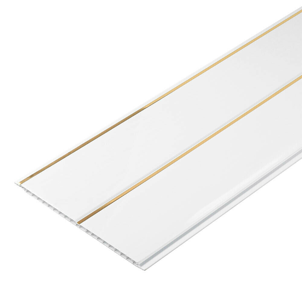 Панель ПВХ 240х3000х8 мм Кронапласт рейка двойная золото 072 кв. м