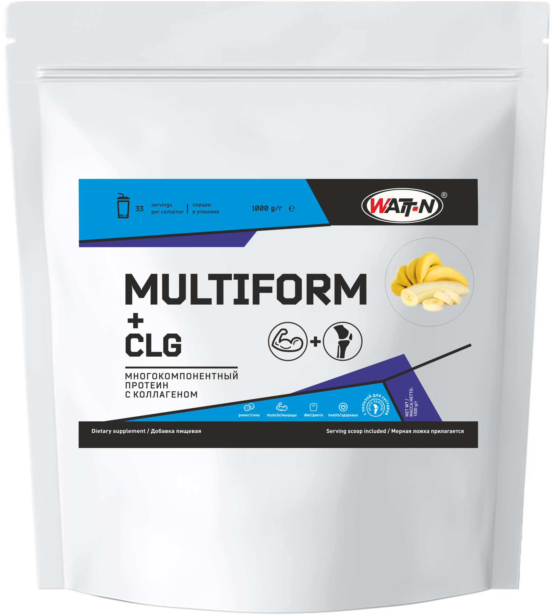 MULTIFORM - Многокомпонентный протеин с коллагеном (CLG), 1000 гр, вкус Банан