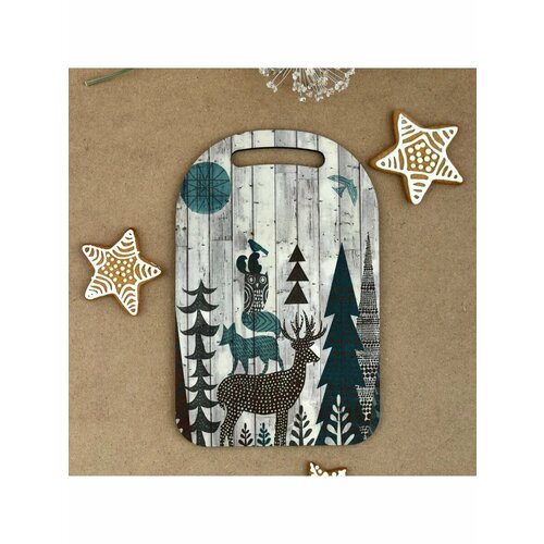 Доска разделочная деревянная Зимняя сказка 29х185х06 см декор 674₽
