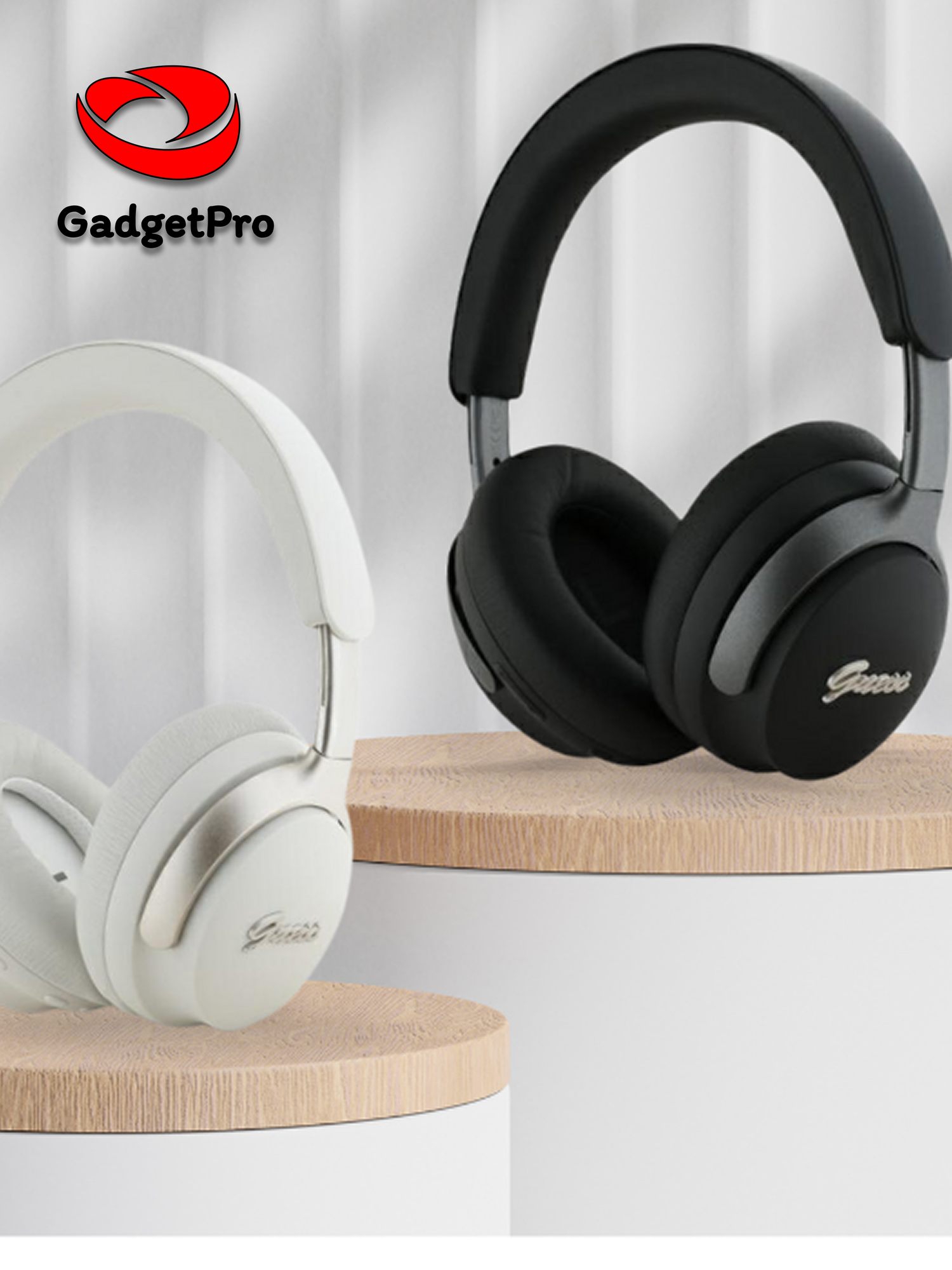 Беспроводные наушники GUESS GUBHC22PSFCSMK, Bluetooth 5.3, ANC/ENC до 32 часов работы, IPX4, серебристо-чёрные