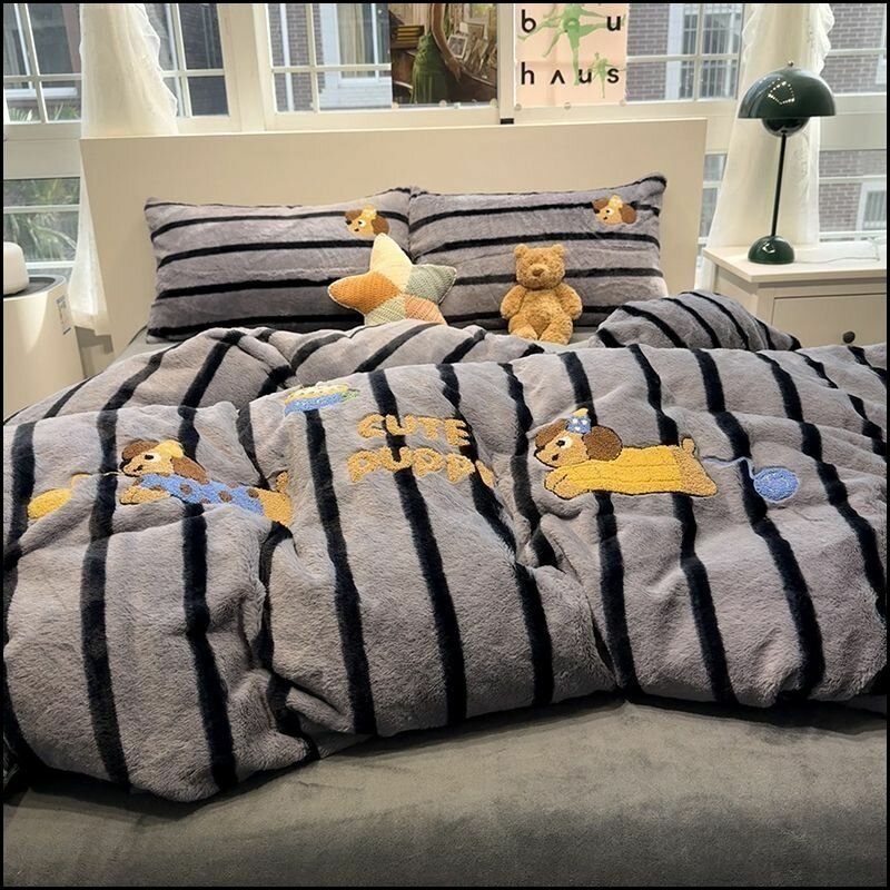 Kamila Зимний комплект постельного белья из плотного молочного флиса двусторонний коралловый флис тёплый для детей и взрослых
