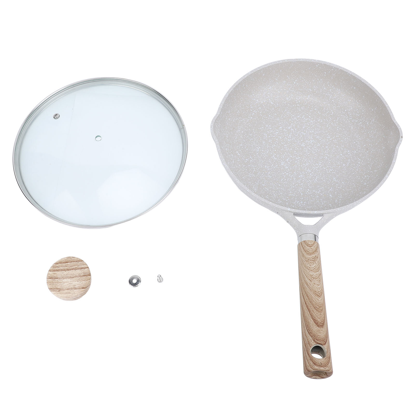 24cm Maifan Stone Frying Pan Professional Prevents Stick Easy Cleaning Efficient Even Heating Cooking with Lid for Kitchen