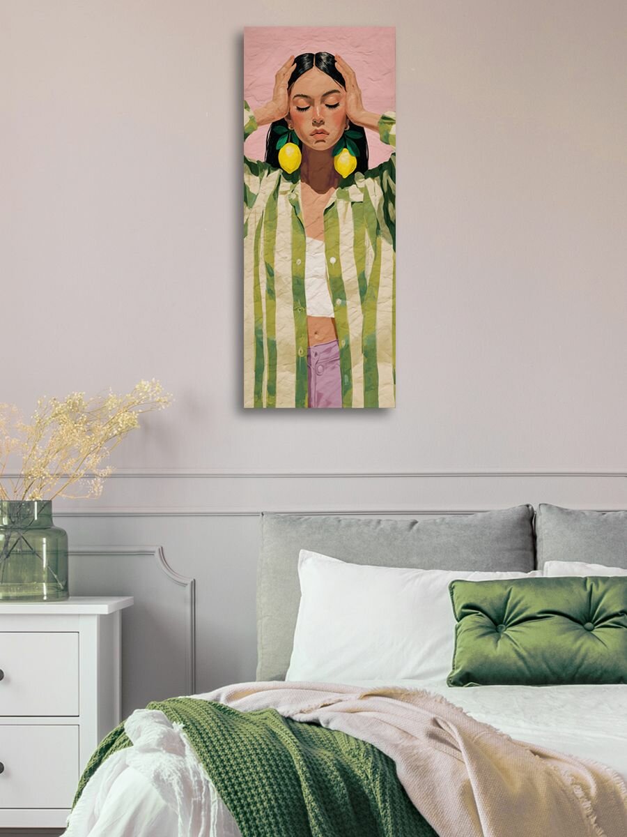 Картина на холсте LOFTime 40х100 Девушка лимоны КБ-1804-40100