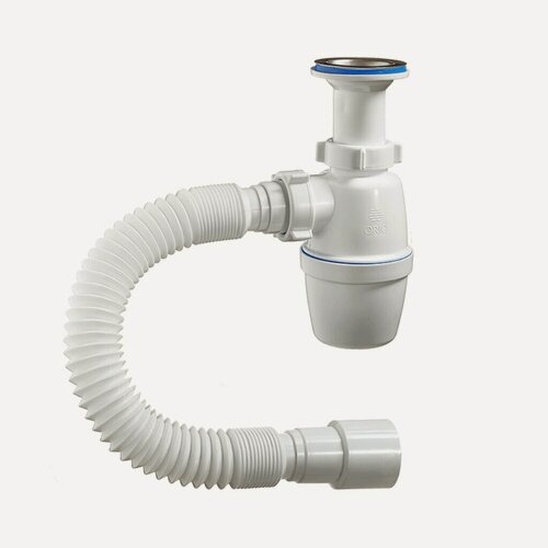 Изображение товара Сифон Orio А-40029 для мойки бутылочный регулируемый с гибкой трубой 1 1/2", 40х40/50 мм