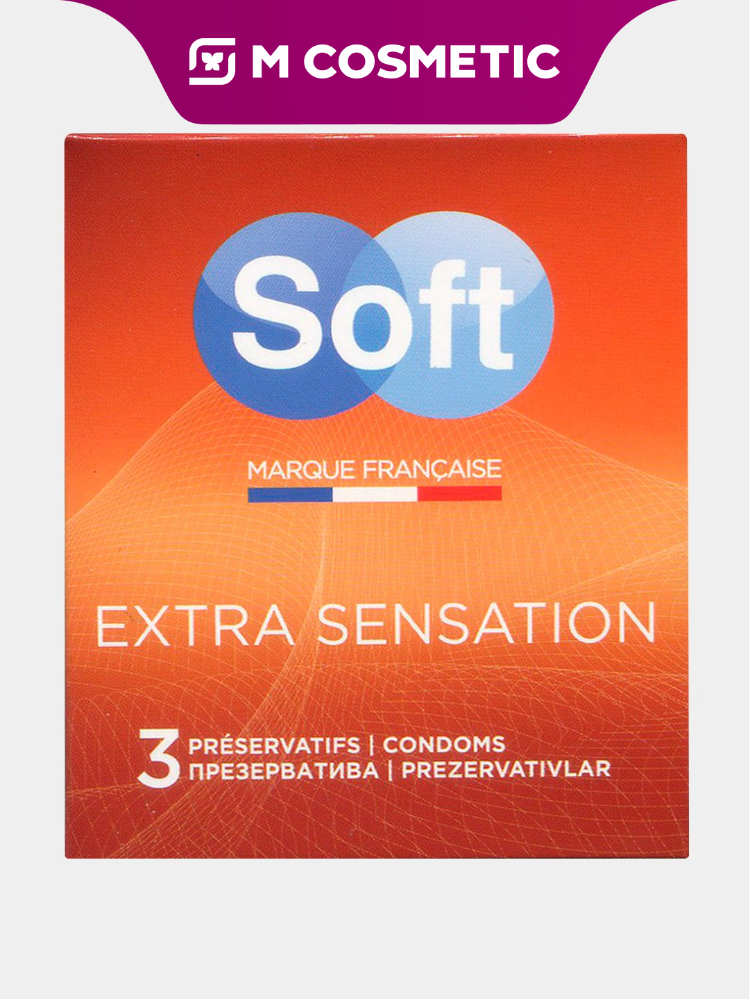 SOFT Презервативы Extra Sensation, массажные, с пупырышками, сверхпрочные, латексные, 3 шт