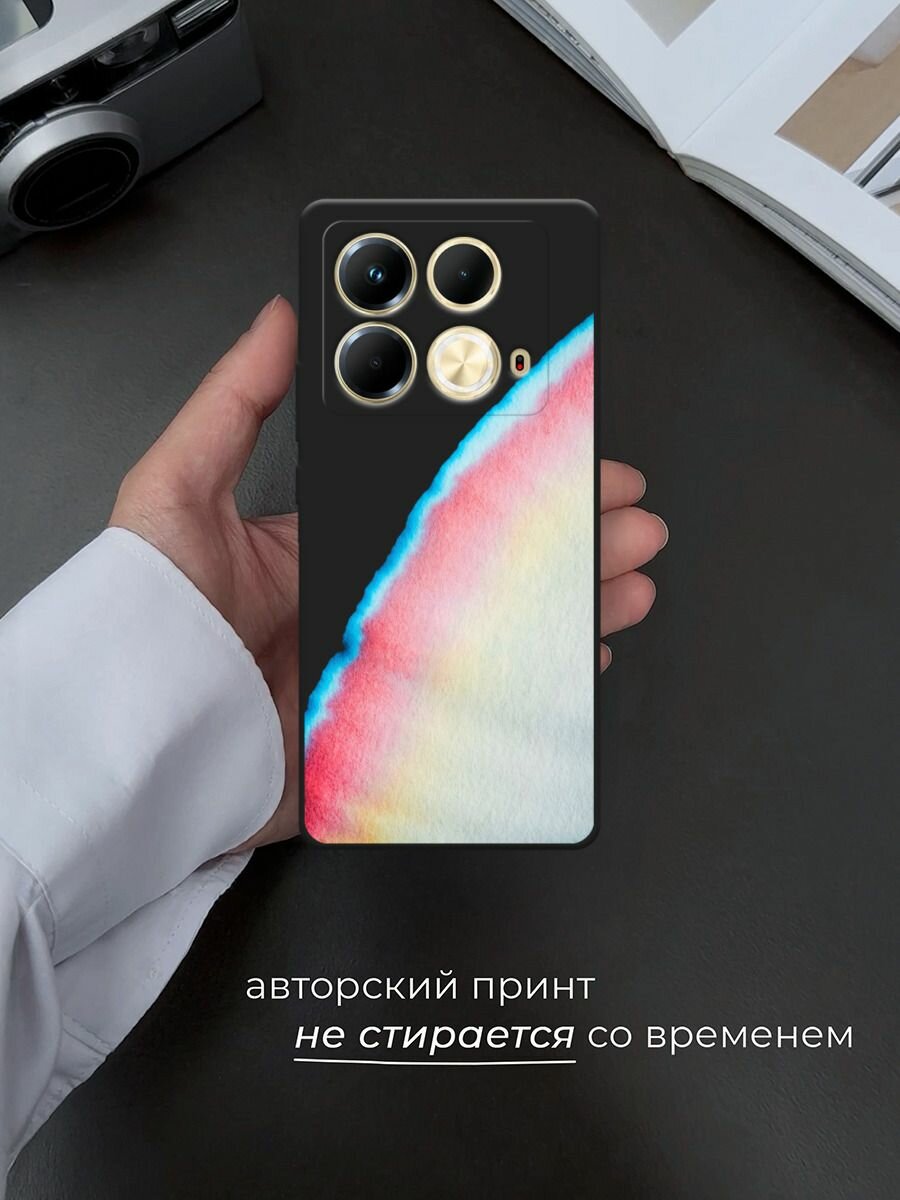 Черный матовый чехол на Infinix Note 40 / Инфиникс Нот 40 с принтом Слияние красок — фото 1